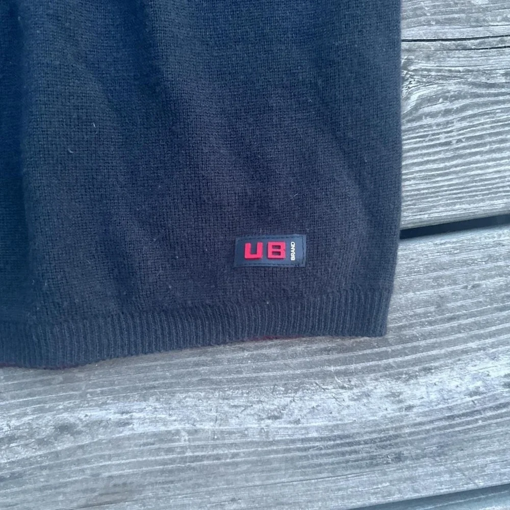 Unionbay Mens Navy Blue Crewneck Sweater Ribbed Shoulder Elbow Moto Detail Large